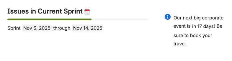 Progress bar alongside a relative date